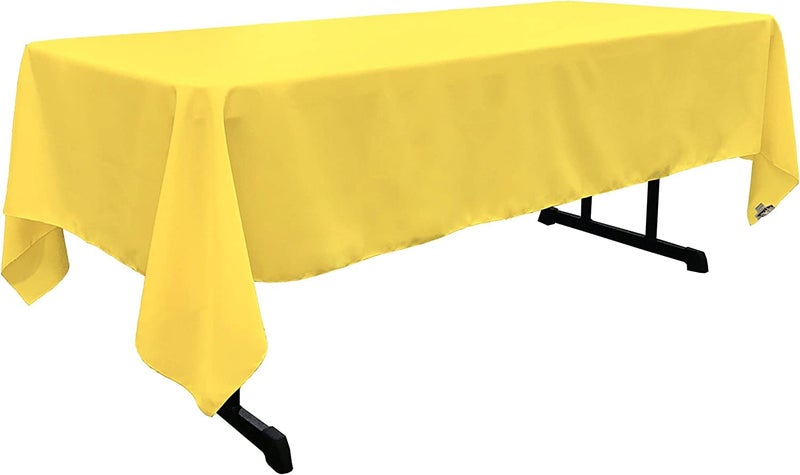 LA Linen Polyester Poplin Washable Rectangular Tablecloth, Stain and Wrinkle Resistant Table Cover 60x108, Fabric Table Cloth for Dinning, Kitchen, Party, Holiday 60 by 108-Inch, Yellow Light - Image 1
